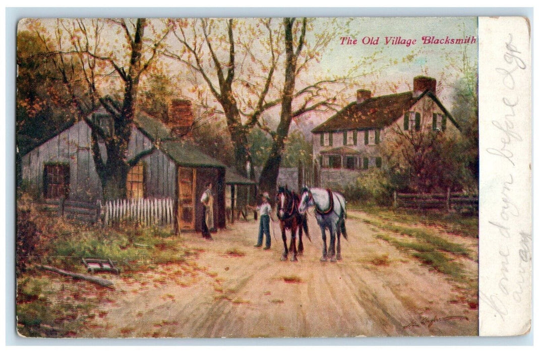 1908 The Old Village Blacksmith Olin Iowa IA Posted Antique Postcard