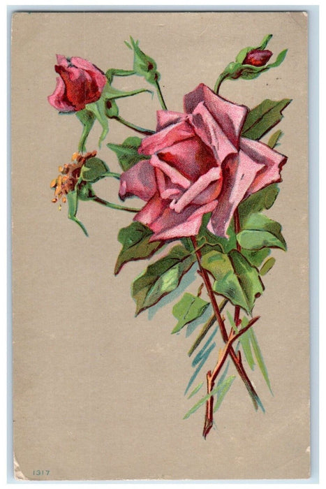 1908 View of Flower with Leaf Humboldt Iowa IA Posted Antique Postcard
