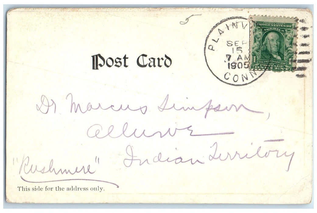 1905 Oh Joy Dancing Couple Big Shoes Plainville Connecticut CT Postcard