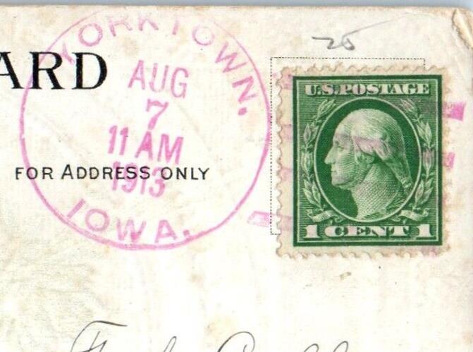 1913 Best Wishes White Flower Yorktown Iowa IA Antique Posted Postcard