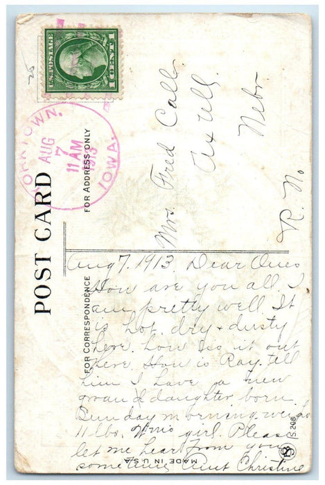 1913 Best Wishes White Flower Yorktown Iowa IA Antique Posted Postcard