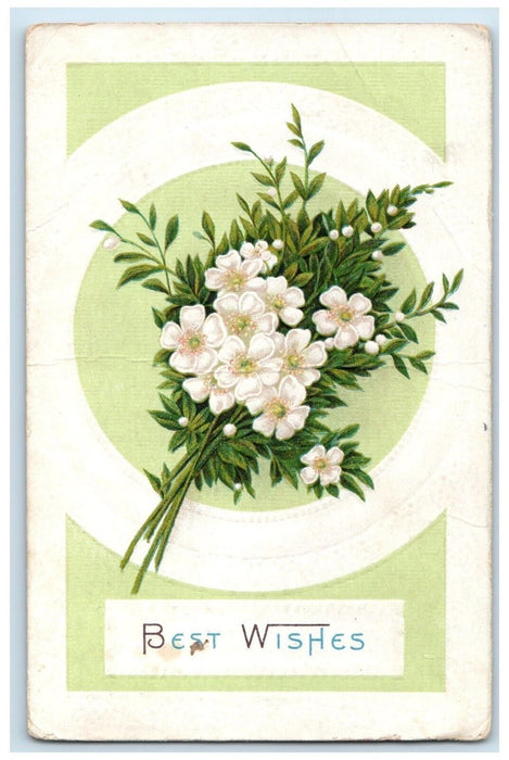 1913 Best Wishes White Flower Yorktown Iowa IA Antique Posted Postcard