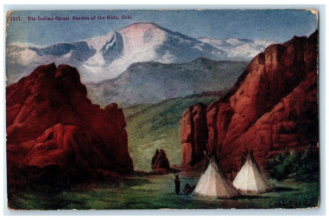 1912 Ute Indian Camp Garden of the Gods CO Bisbee Arizona AZ Lowell Sta Postcard