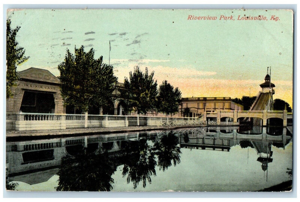 1911 Riverview Park Bridge Exterior Building River Louisville Kentucky Postcard