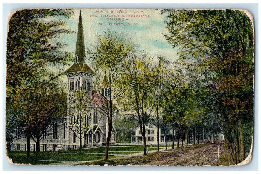 1914 Main Street Methodist Episcopal Church Exterior MT. Kisco New York Postcard