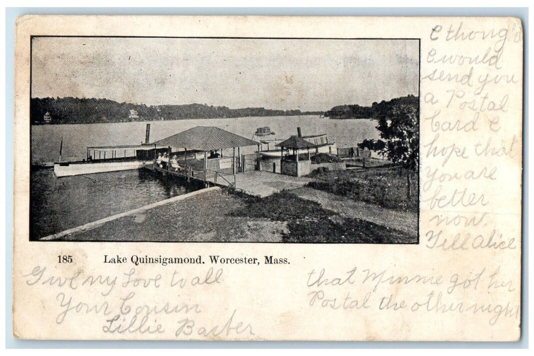 1906 Lake Quinsigamond Dock Port Exterior River Worcester Massachusetts Postcard