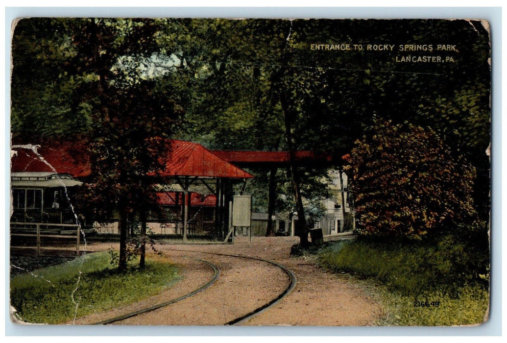1921 Entrance Rocky Springs Park Exterior Rail Lancaster Pennsylvania Postcard