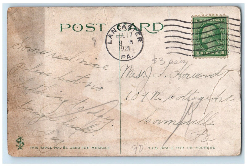 1921 Entrance Rocky Springs Park Exterior Rail Lancaster Pennsylvania Postcard