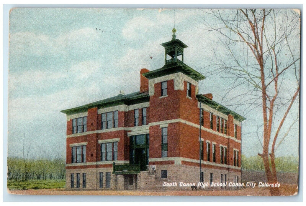 1909 South Canon High School Exterior Building Canon City Colorado CO Postcard