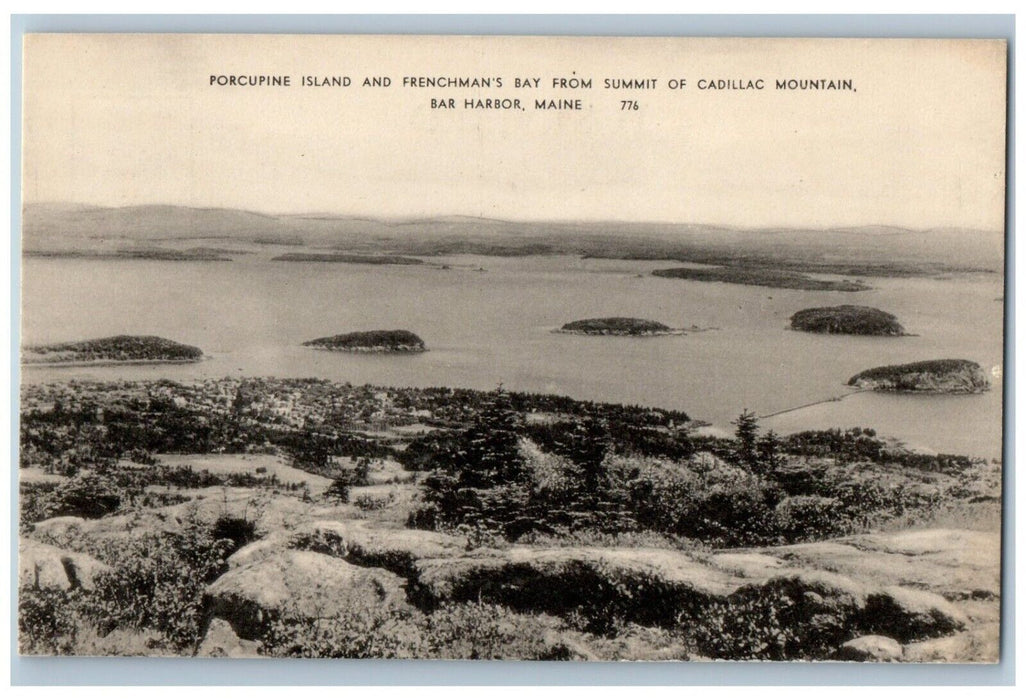 c1910 Porcupine Island Frenchman Cadillac Mountain Bay Bar Harbor Maine Postcard