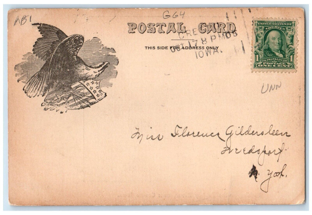 1905 Fishing Turkey River Canoe Boat Lake Cresco Iowa Vintage Antique Postcard