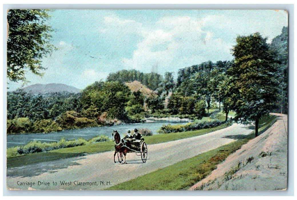 1908 Carriage Drive Horse Street Road West Claremont New Hampshire NH Postcard