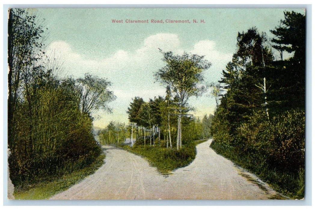 1909 West Claremont Road Trees Claremont New Hampshire Vintage Antique Postcard