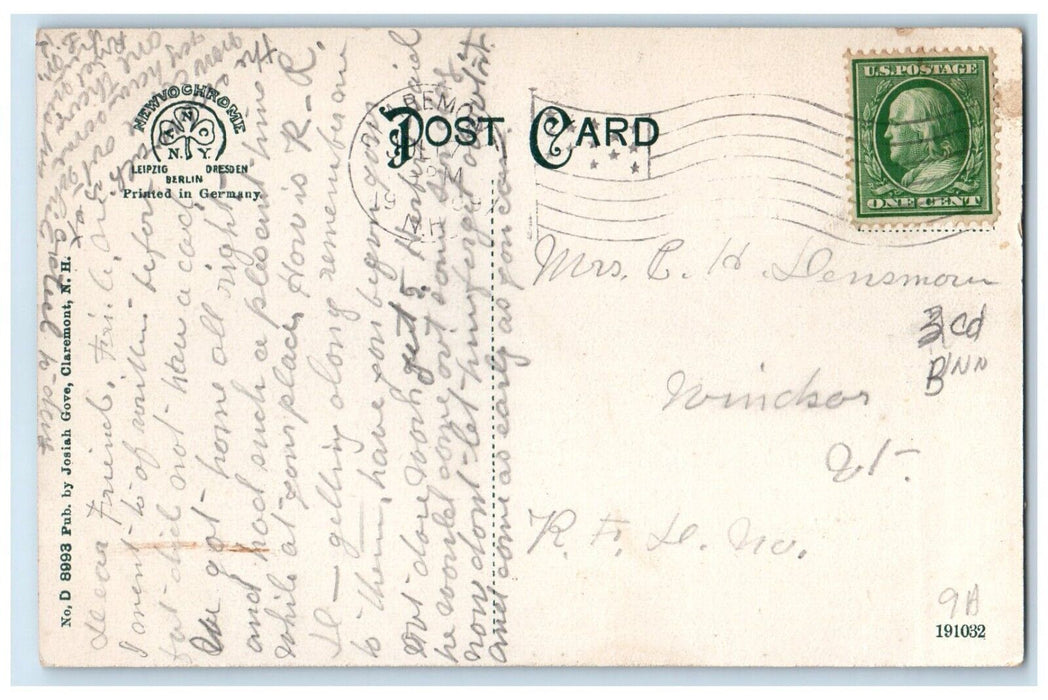 1909 West Claremont Road Trees Claremont New Hampshire Vintage Antique Postcard