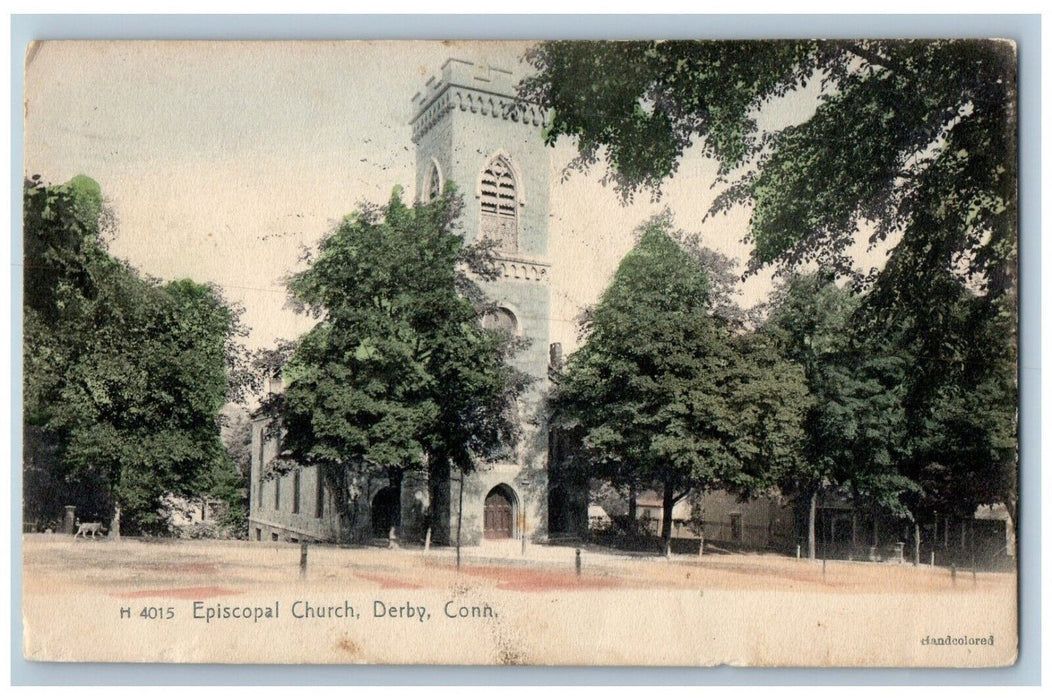 1909 Exterior View Episcopal Church Derby Connecticut CT Posted Antique Postcard