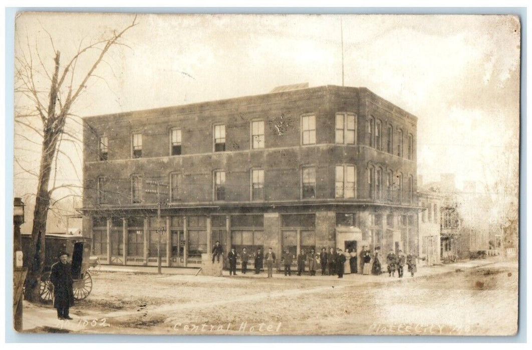 1909 Central Hotel Building Crowd Platte City Missouri MO RPPC Photo Postcard