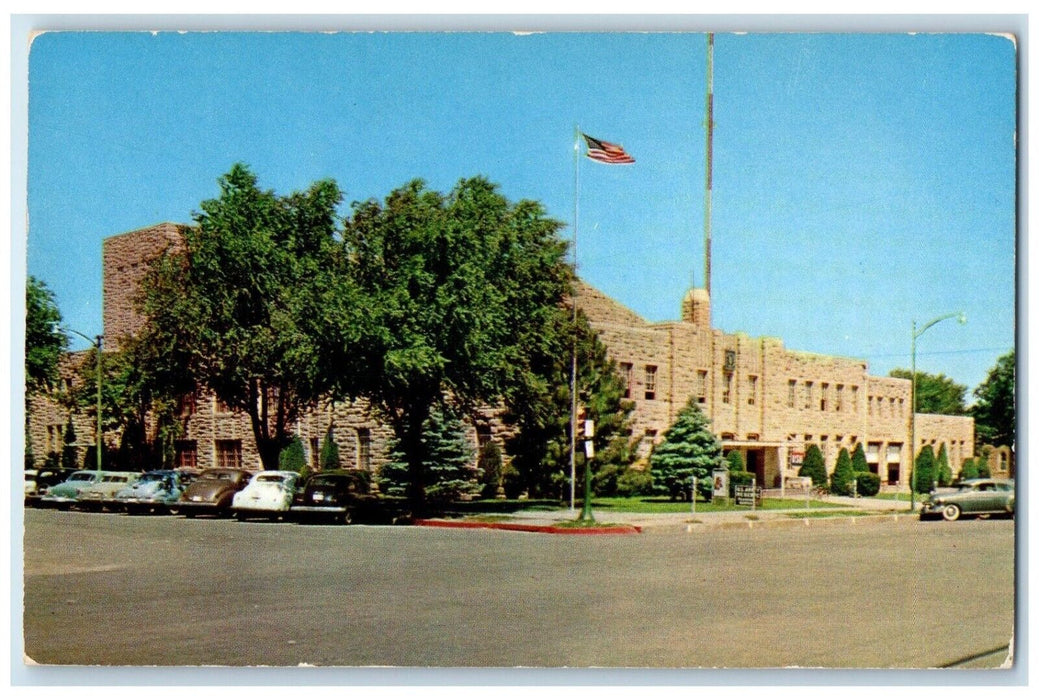 1955 Municipal Auditorium Exterior Building Street Junction City Kansas Postcard