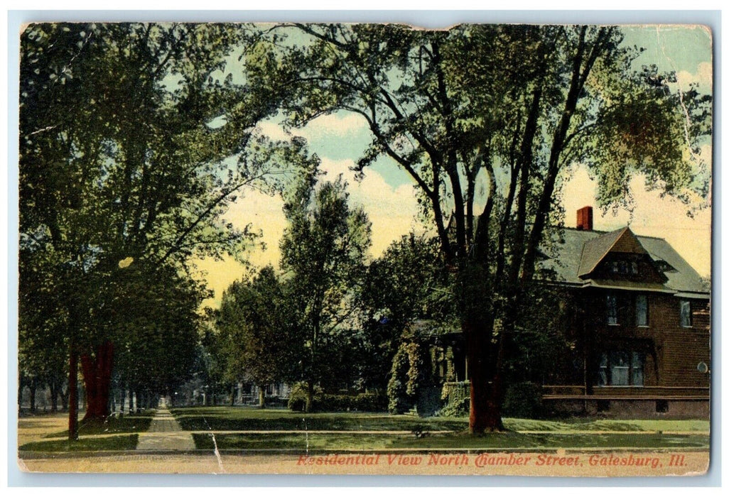 c1910 Residential View North Chamber Street Galesburg Illinois Unposted Postcard