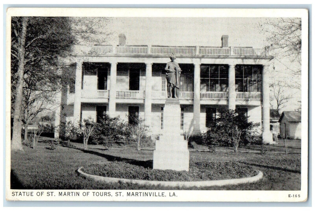 c1940 Statue St Martin Tours Monument St Martinville Louisiana Unposted Postcard