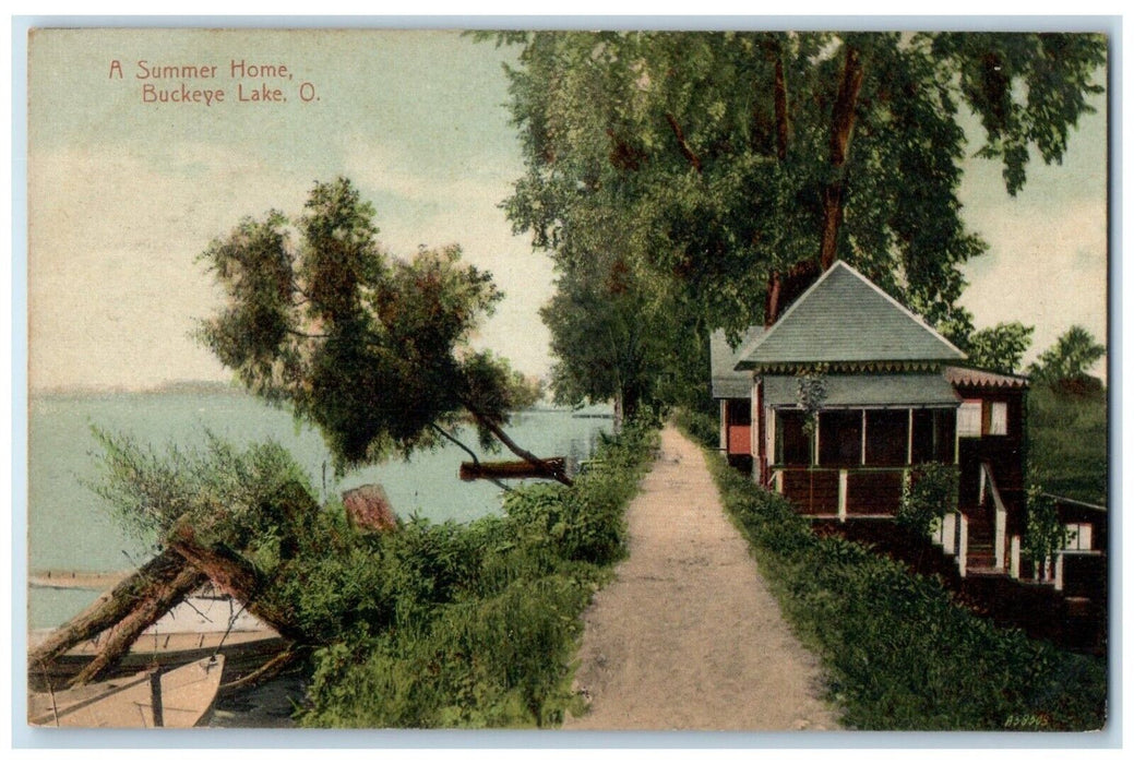 c1910 Scenic View Summer Home Buckeye Lake Boat Ohio OH Vintage Antique Postcard