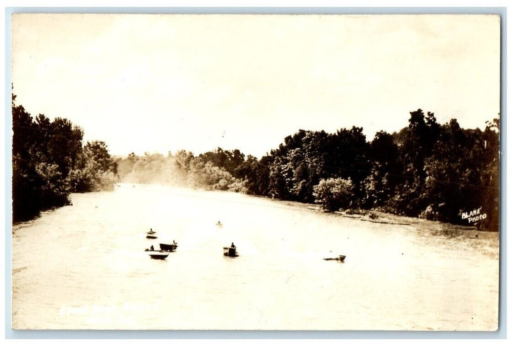 c1940's Speed Boat Racing Scene Elk River Noel Missouri MO RPPC Photo Postcard