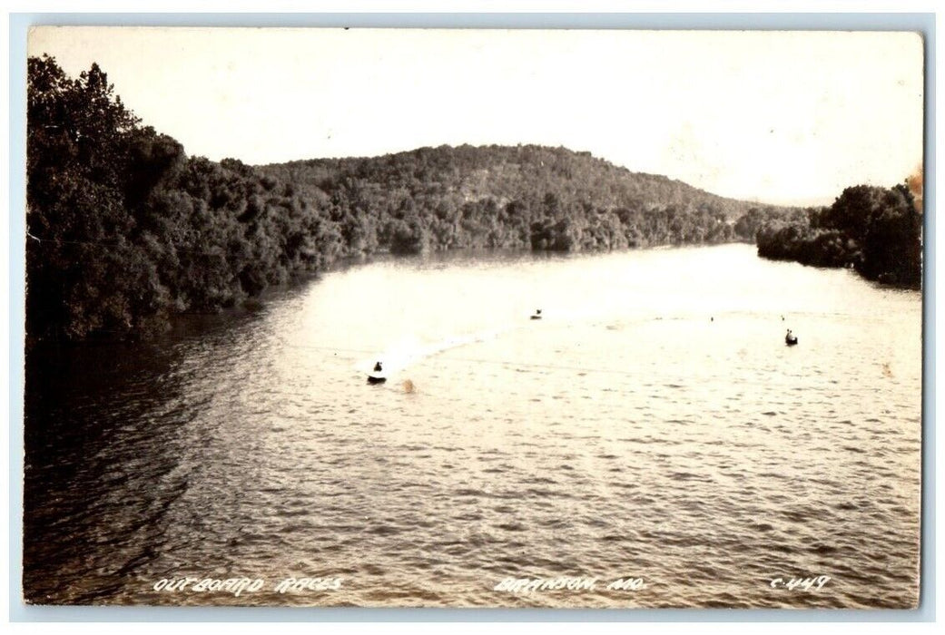 c1940's Outboard River Races Bull Shoals Branson Missouri MO RPPC Photo Postcard