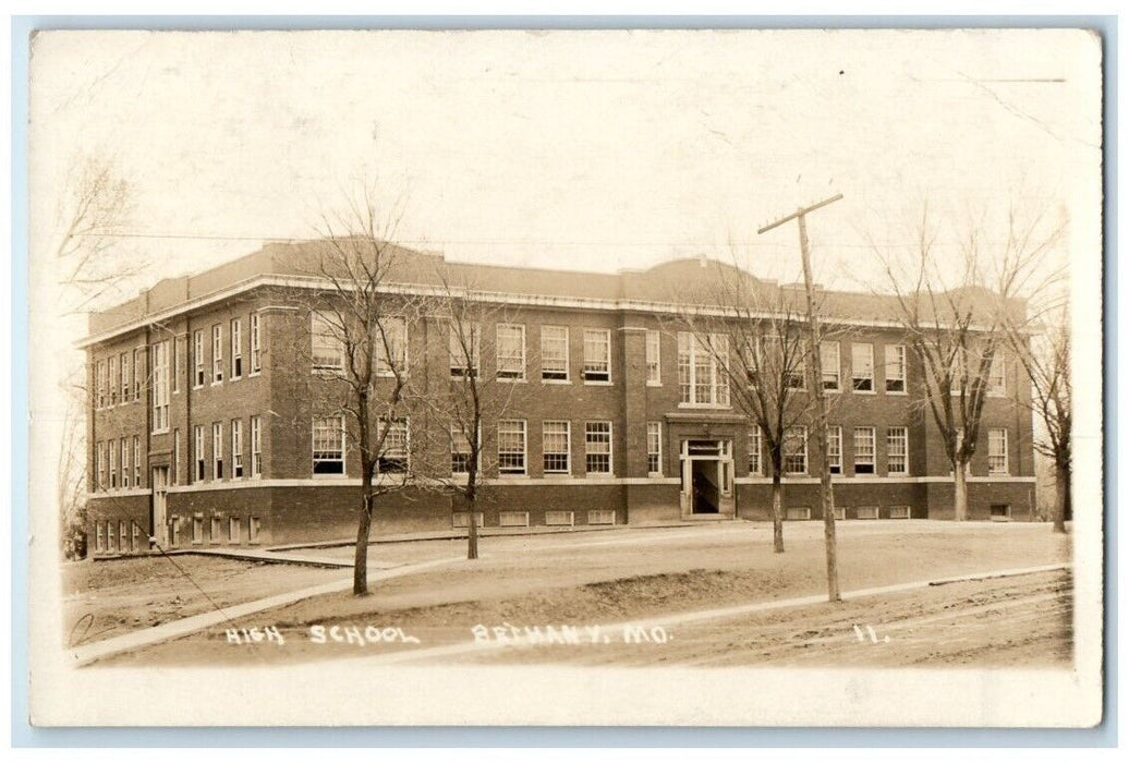 1915 High School Building View Bethany Missouri MO RPPC Photo Posted Postcard