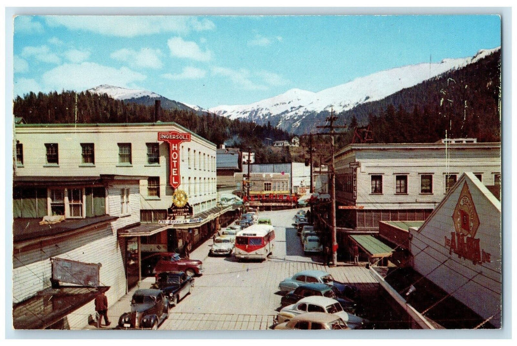 Main Street Of Salmon Hotel Cars Capitol Ketchikan Alaska AK Vintage Postcard