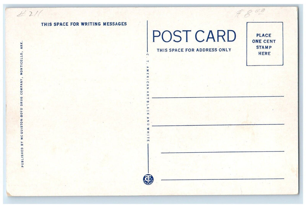 c1930's National Guard Armory A & M College Monticello Arkansas AR Postcard