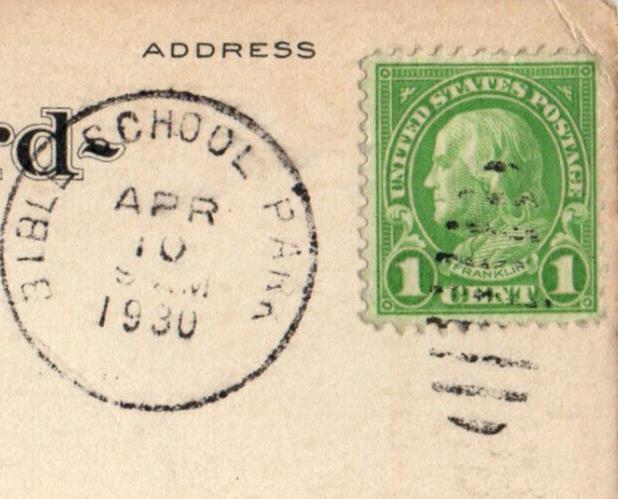 1930 Birthday Wishes Butterfly Flower Bible School Park New York NY Postcard