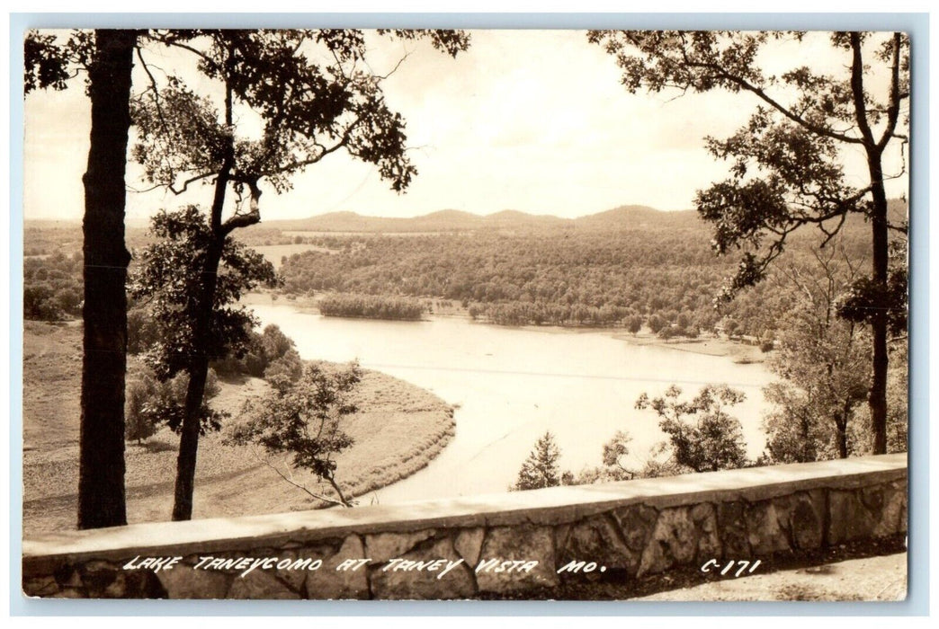 1945 Lake Taneycomo At Taney Visita Forsyth Missouri MO RPPC Photo Postcard