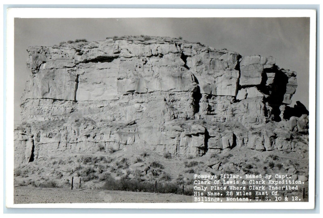 View Of Pompeys Pillar Billings Montana MT RPPC Photo Unposted Vintage Postcard