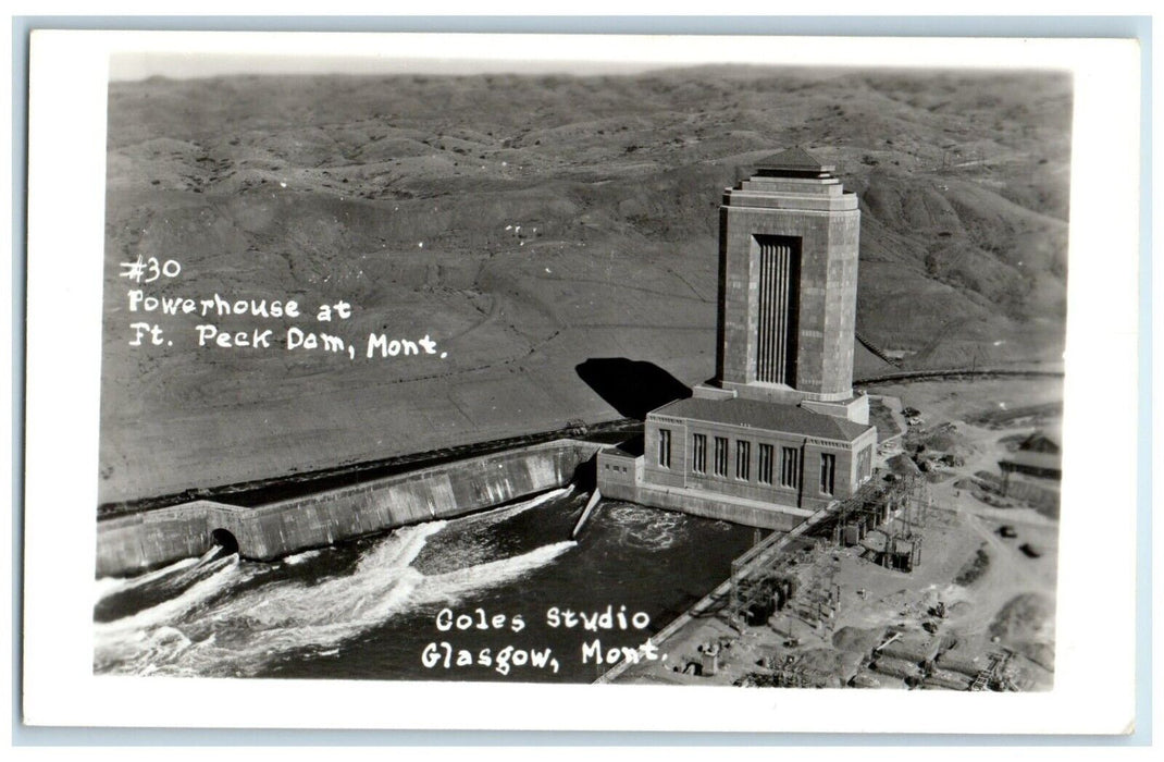 c1950's Powerhouse At Ft. Peck Dam Glasgow Montana MT RPPC Photo Postcard