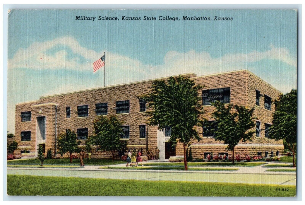 c1940 Military Science Kansas State College Exterior Manhattan Kansas Postcard