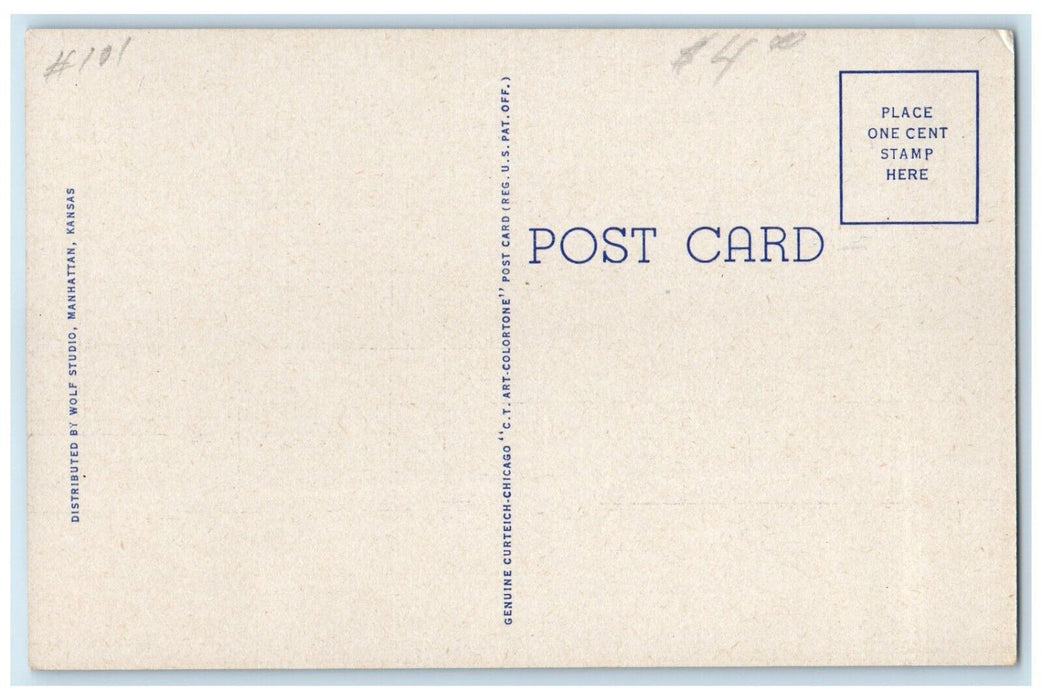 c1940 Military Science Kansas State College Exterior Manhattan Kansas Postcard