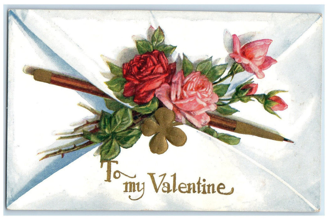 1915 To My Valentine Roses Flower Kane Pennsylvania PA Embossed Postcard