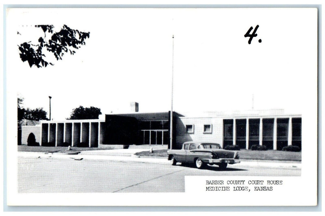 c1940 Barber County Court House Exterior Building Medicine Lodge Kansas Postcard
