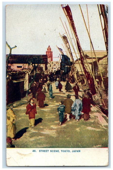 1919 Street Scene Crowd Walking Tokyo Japan Laceyville PA Antique Postcard