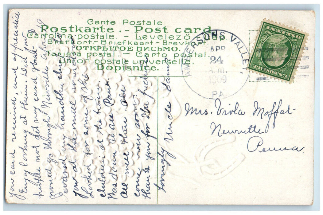 1909 Goodluck Horseshoe Flowers Andersons Valley Pennsylvania PA Postcard