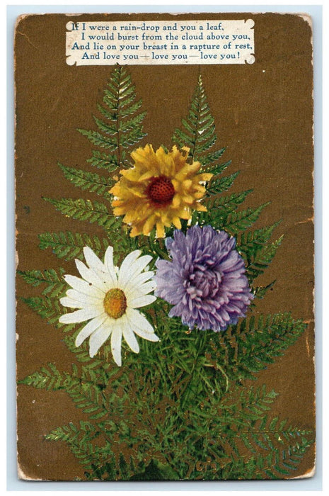 1909 Leaves Colorful Flowers Lewiston Pennsylvania PA Message Postcard