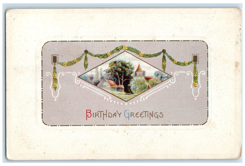 1913 Birthday Greetings Floral Decoration Annville PA Embossed Postcard