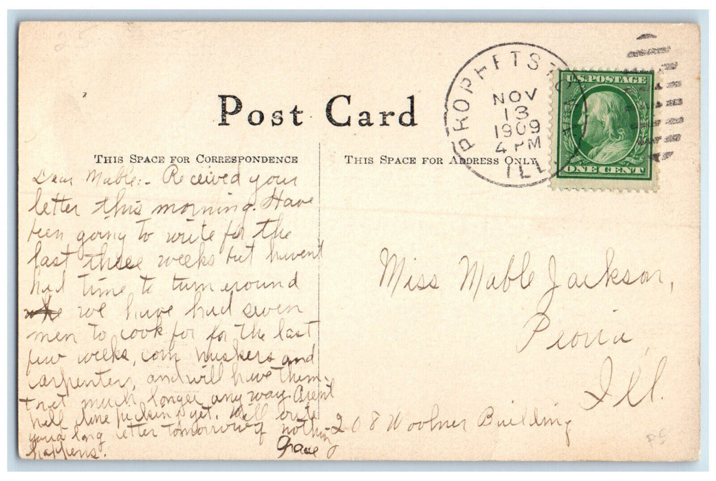 1909 A Happy Birthday Prophetstown Illinois IL Antique Posted Postcard