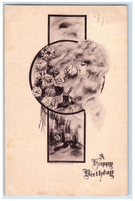 1909 A Happy Birthday Prophetstown Illinois IL Antique Posted Postcard