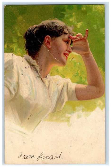 1907 Lady Covering Eyes form Sun Indian Orchard Pennsylvania PA Antique Postcard