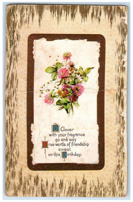 1915 Birthday Message Flower Bone Gap Illinois IL Antique Posted Postcard