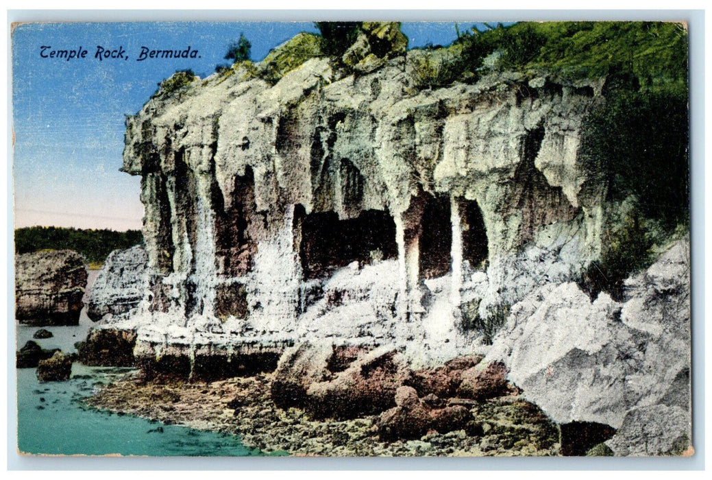 1931 View of Temple Rock Bermuda Vintage Posted The Herrington Co. Postcard