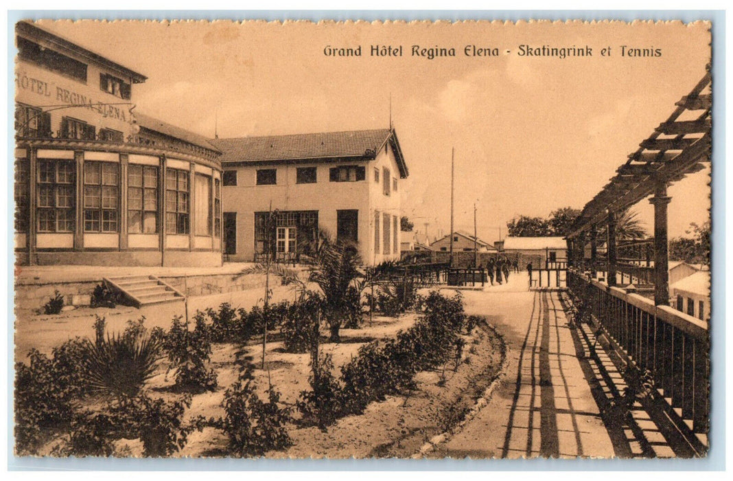 1912 Grand Hotel Regina Elena Skating Rink and Tennis Italy Posted Postcard