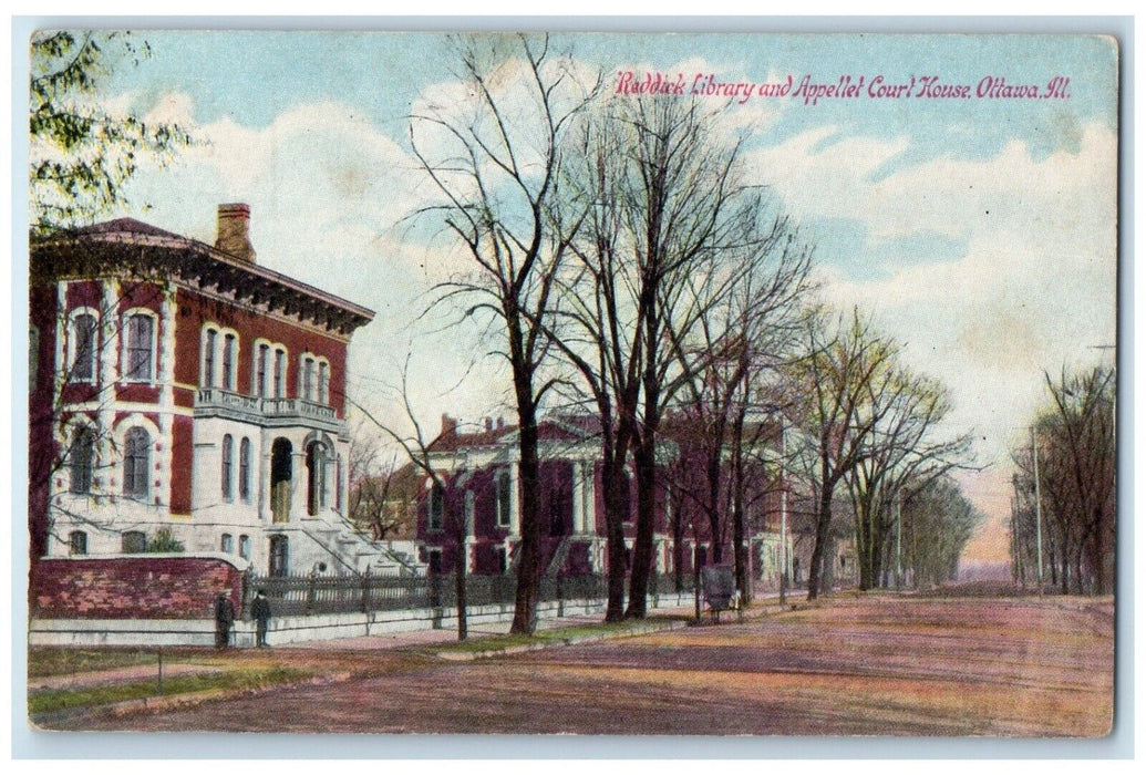 c1910 Reddick Library Appellet Court House Ottawa Illinois IL Unposted Postcard