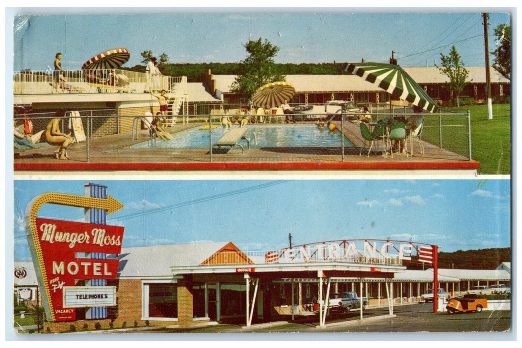 1965 Mungers Moss Hotel Lebanon Saint Louis Missouri MO, Dual View Postcard