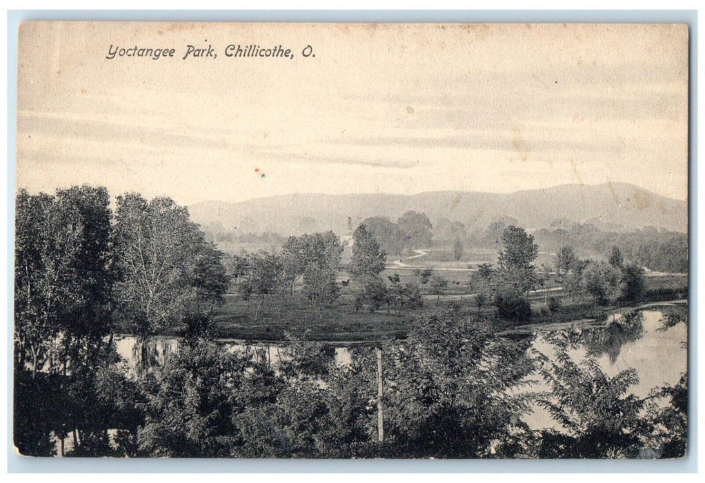 1910 Aerial View Yoctangee Park River Trees Chillicothe Ohio OH Vintage Postcard